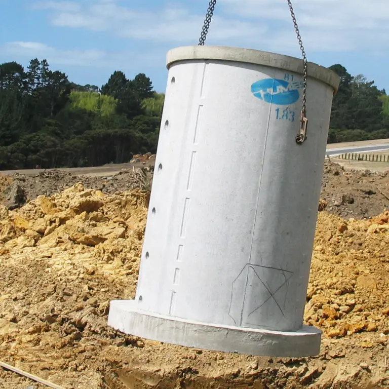 Humes Concrete Manhole being craned into place onsite